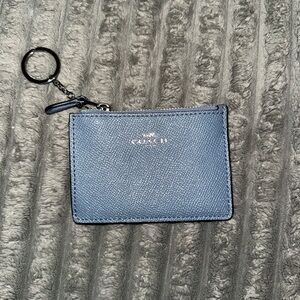 Coach Blue Leather Keychain Wallet